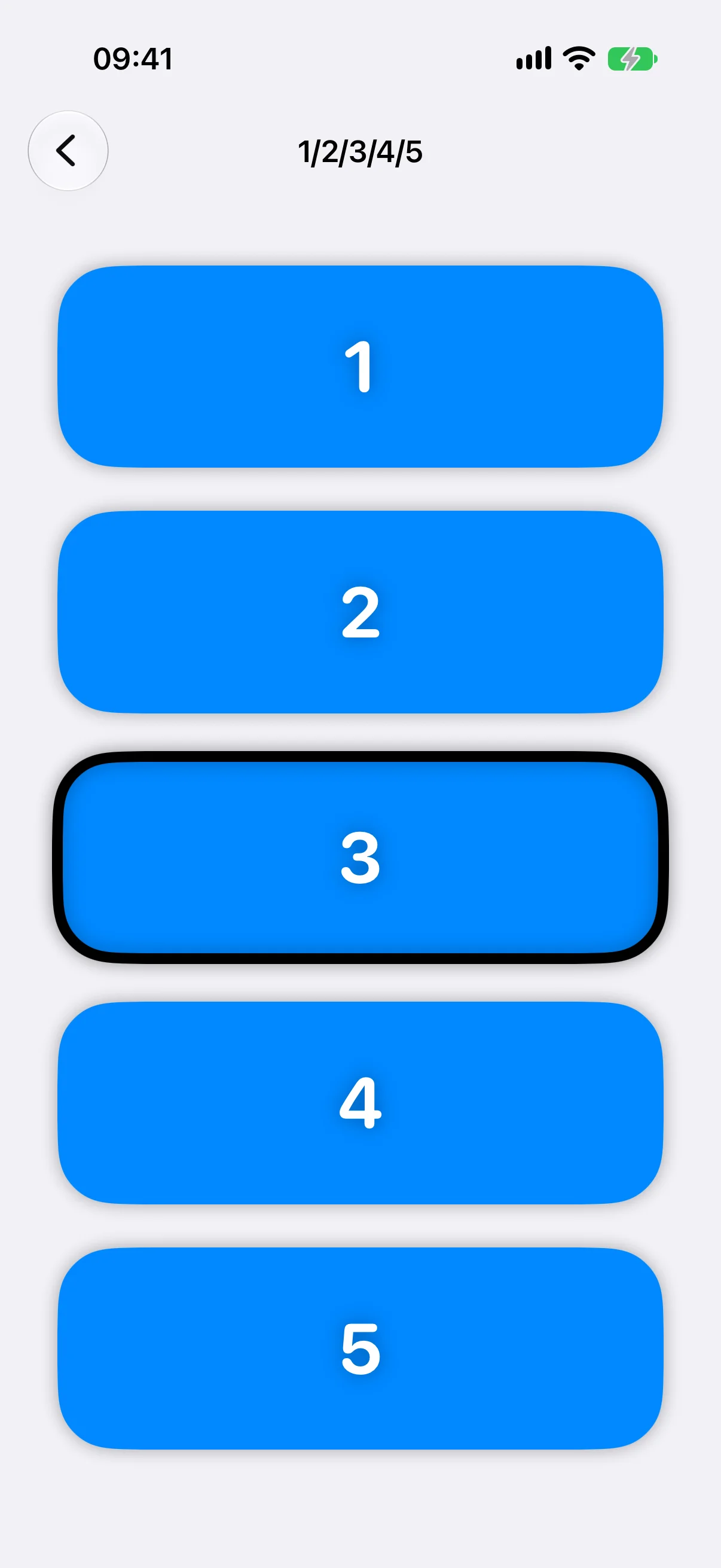 Chiffres de 1 à 5, le 3 sélectionné
