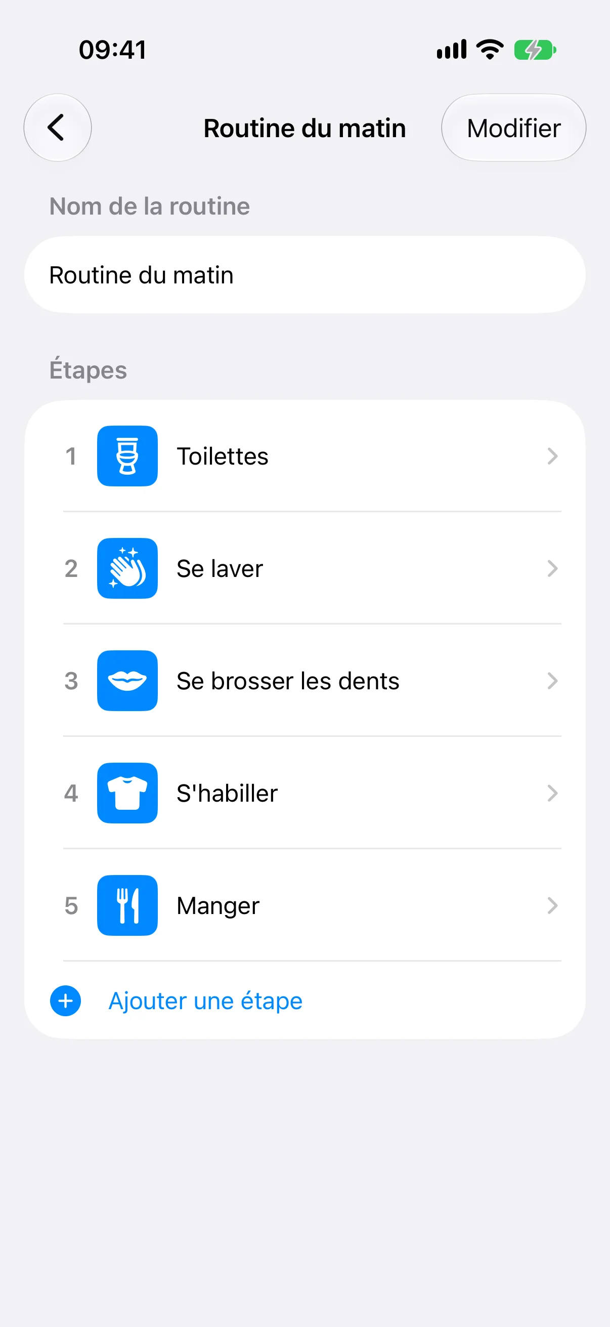 L'éditeur d'une routine et ses étapes