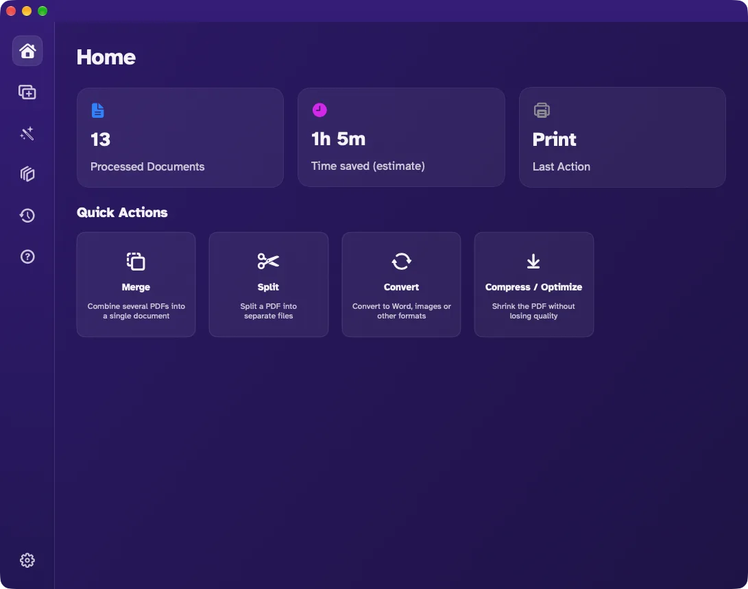 The home screen