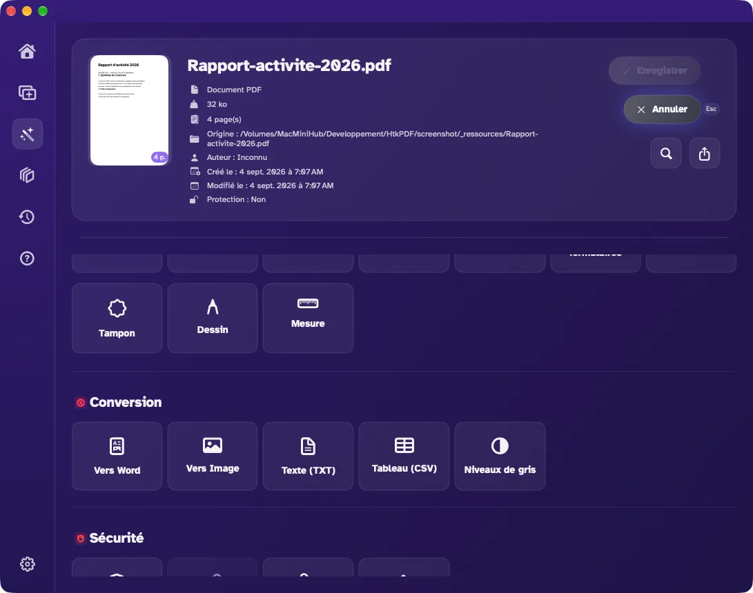 Le déverrouillage d'un document protégé