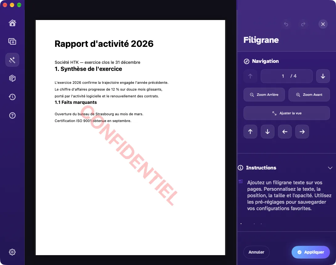 Le filigrane texte