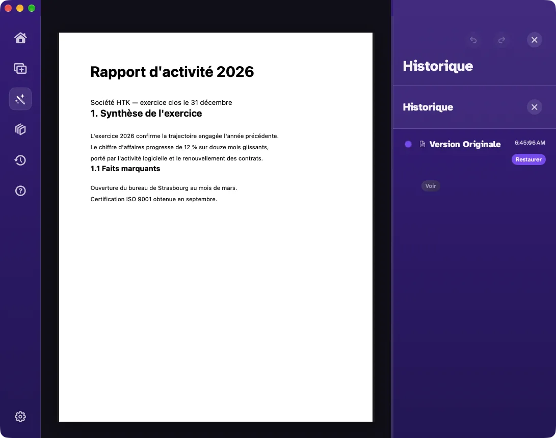 L'historique des versions