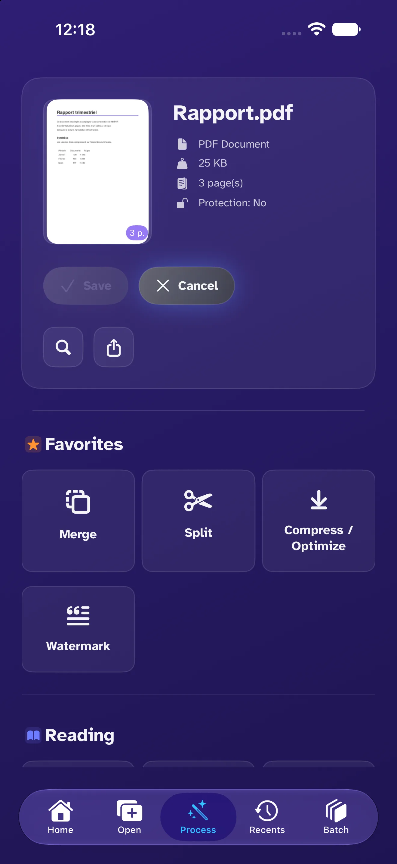 The dashboard on iPhone
