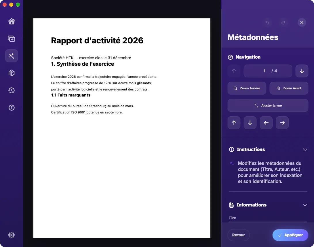 Les métadonnées du document