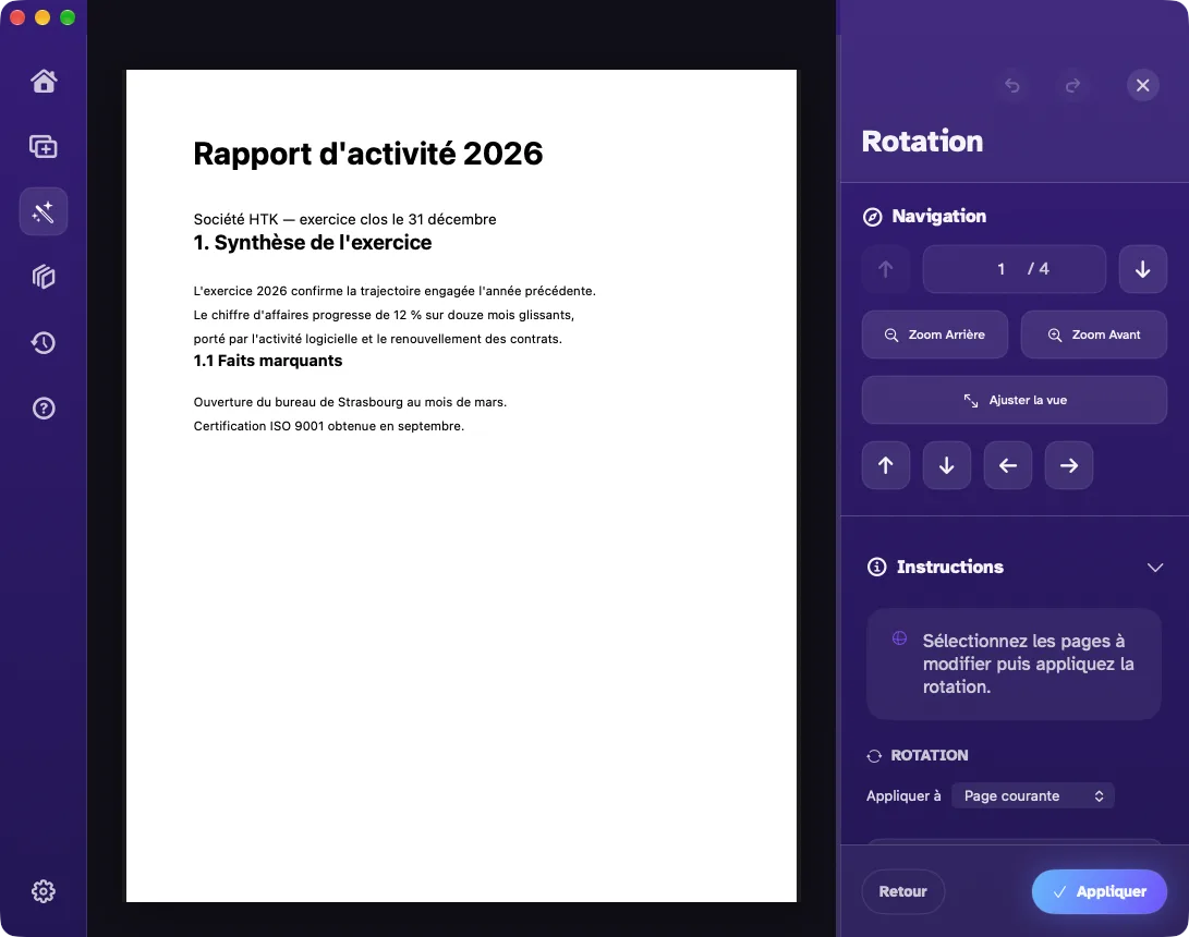 La rotation des pages