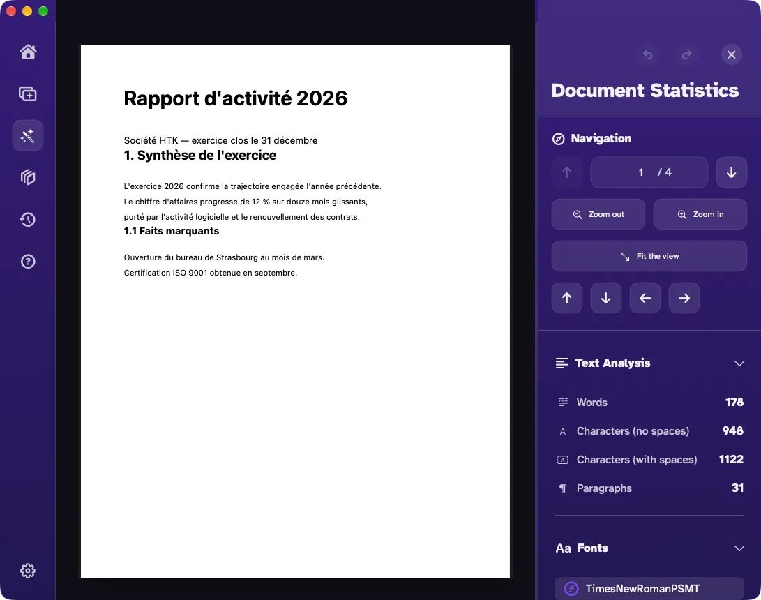 The document statistics