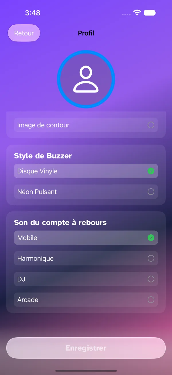 Choix du style de buzzer