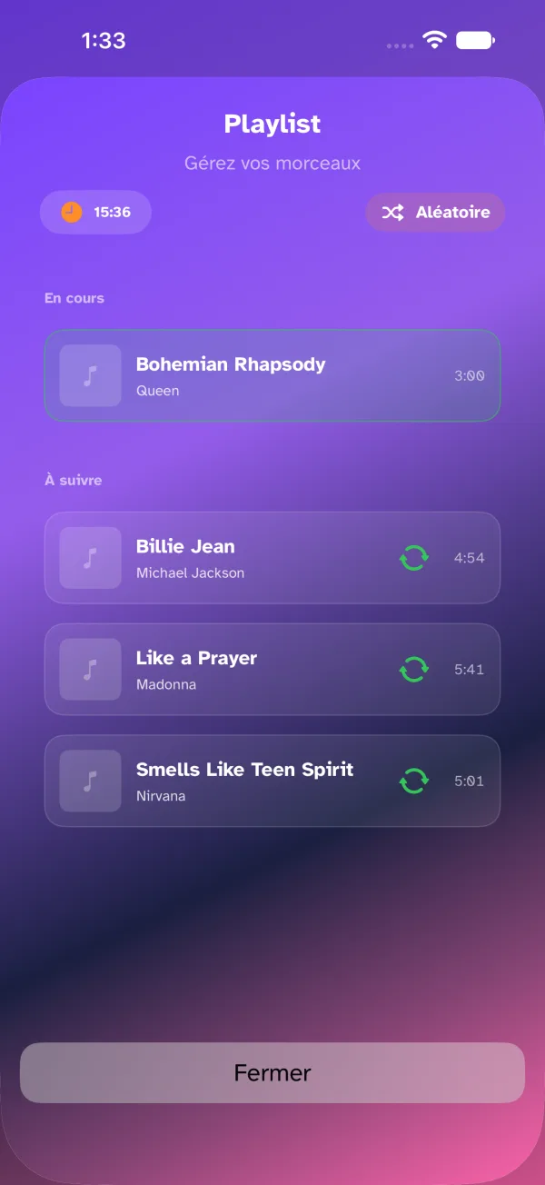 Vue de la playlist