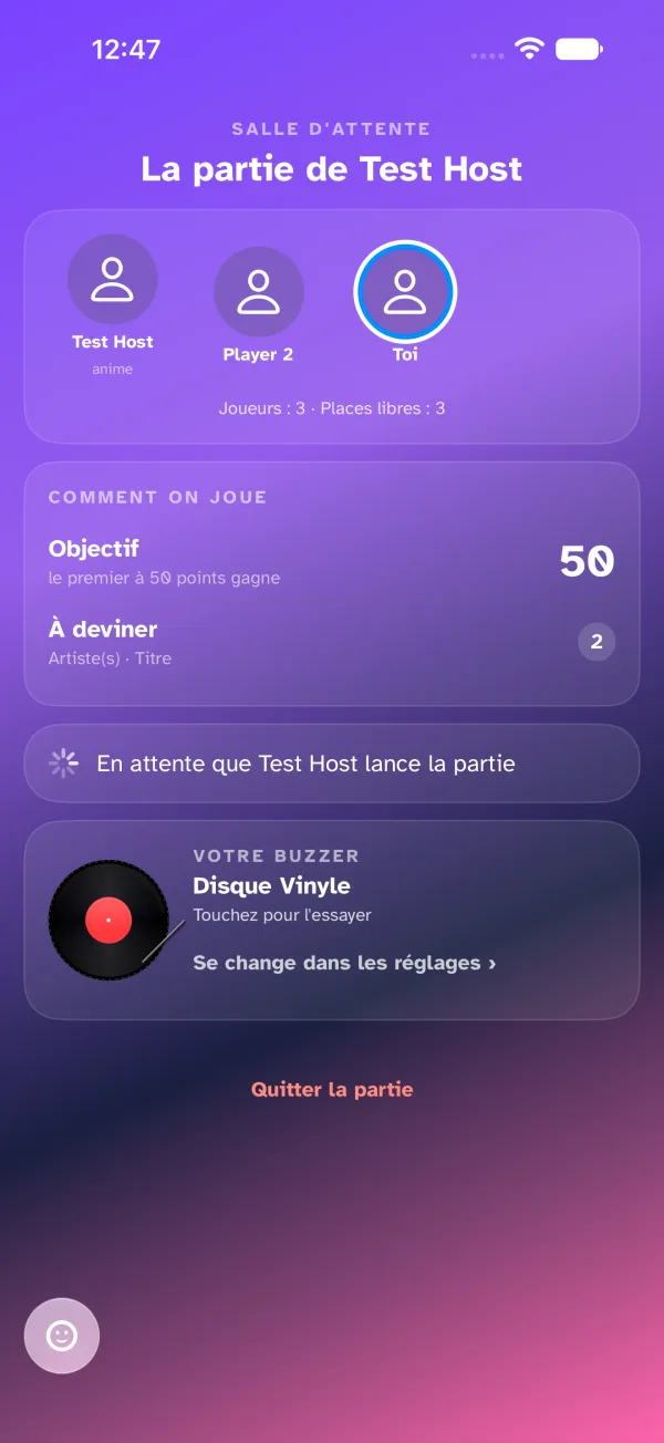Salle d'attente : les joueurs, les règles, le buzzer