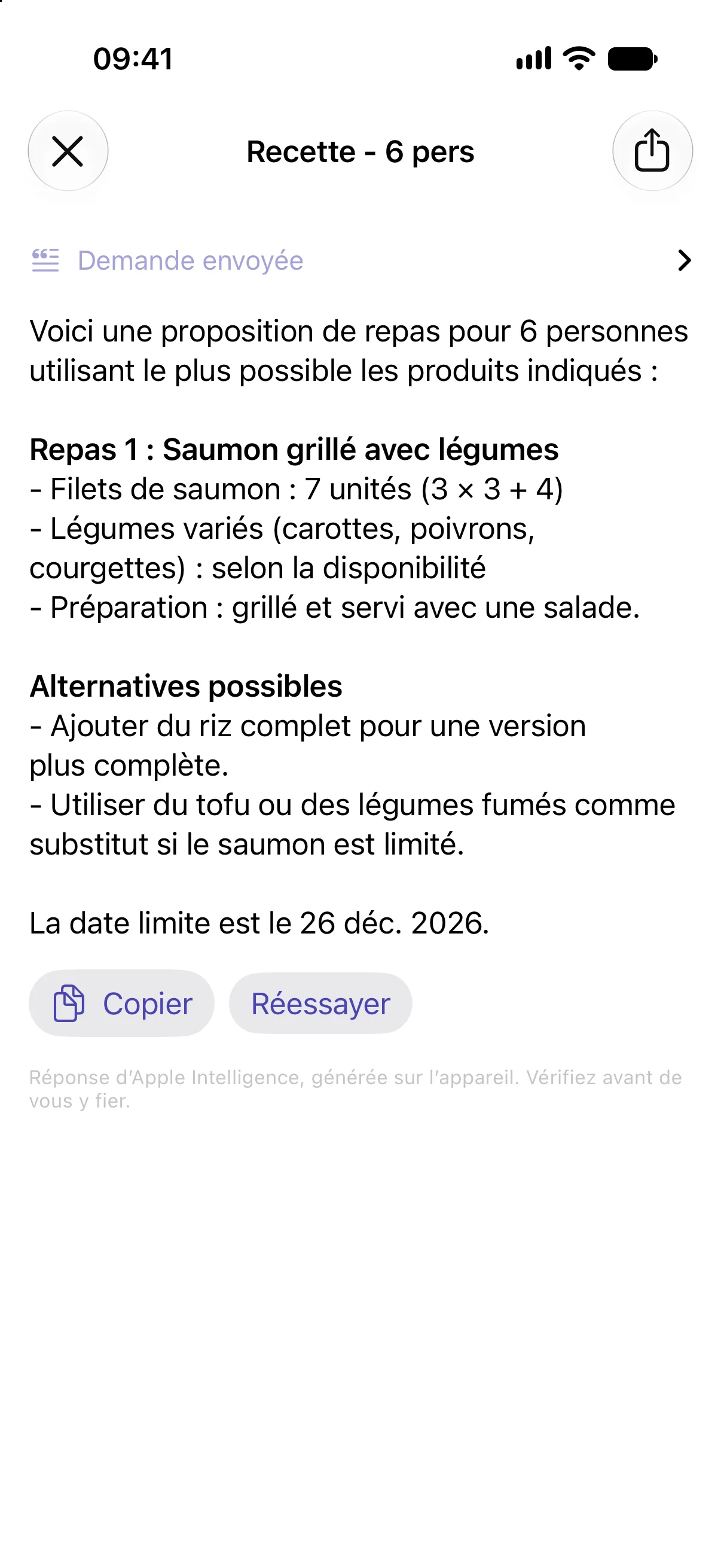 La réponse de l'assistant