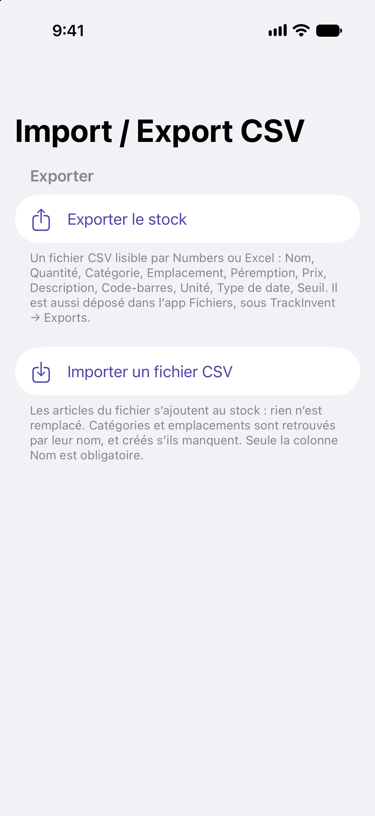 Import / Export CSV
