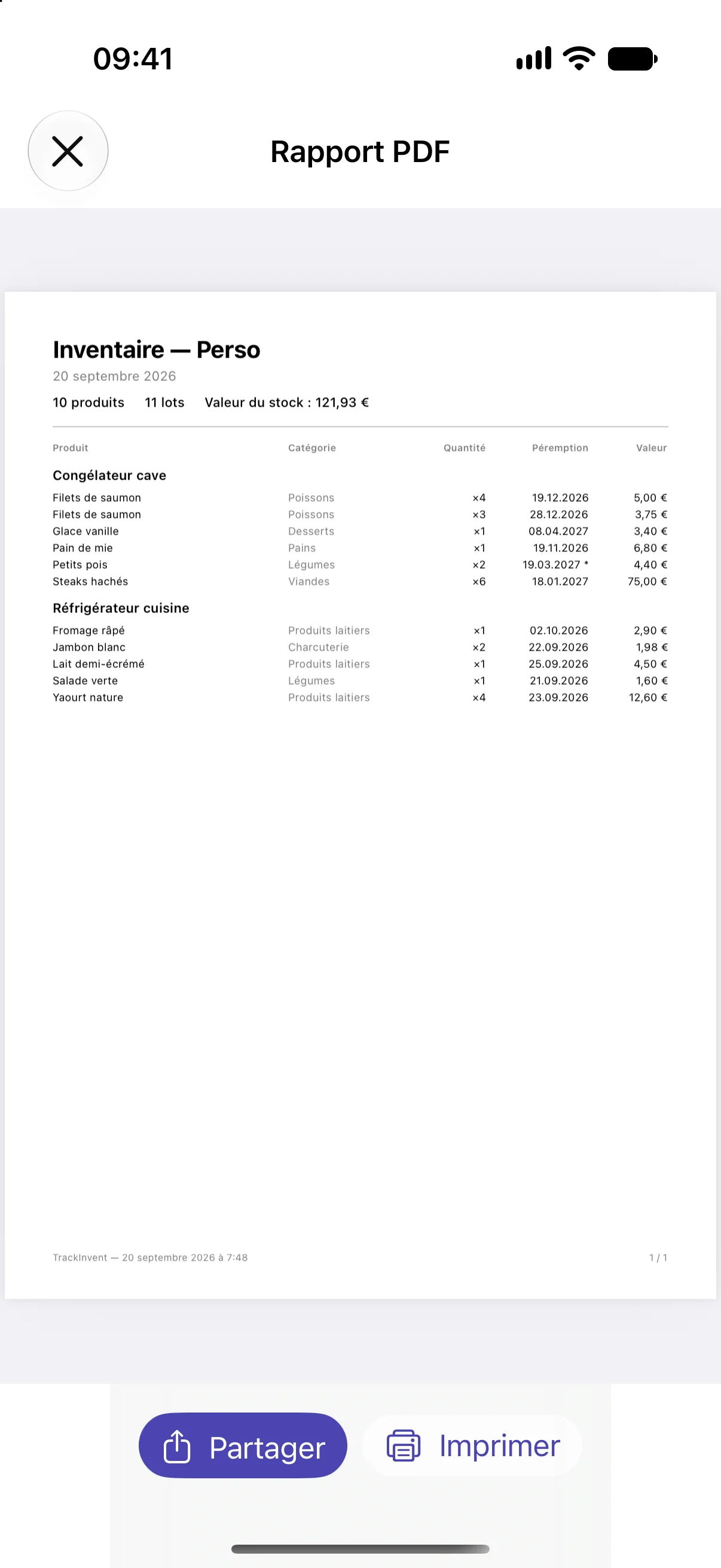 Le rapport PDF d'une session