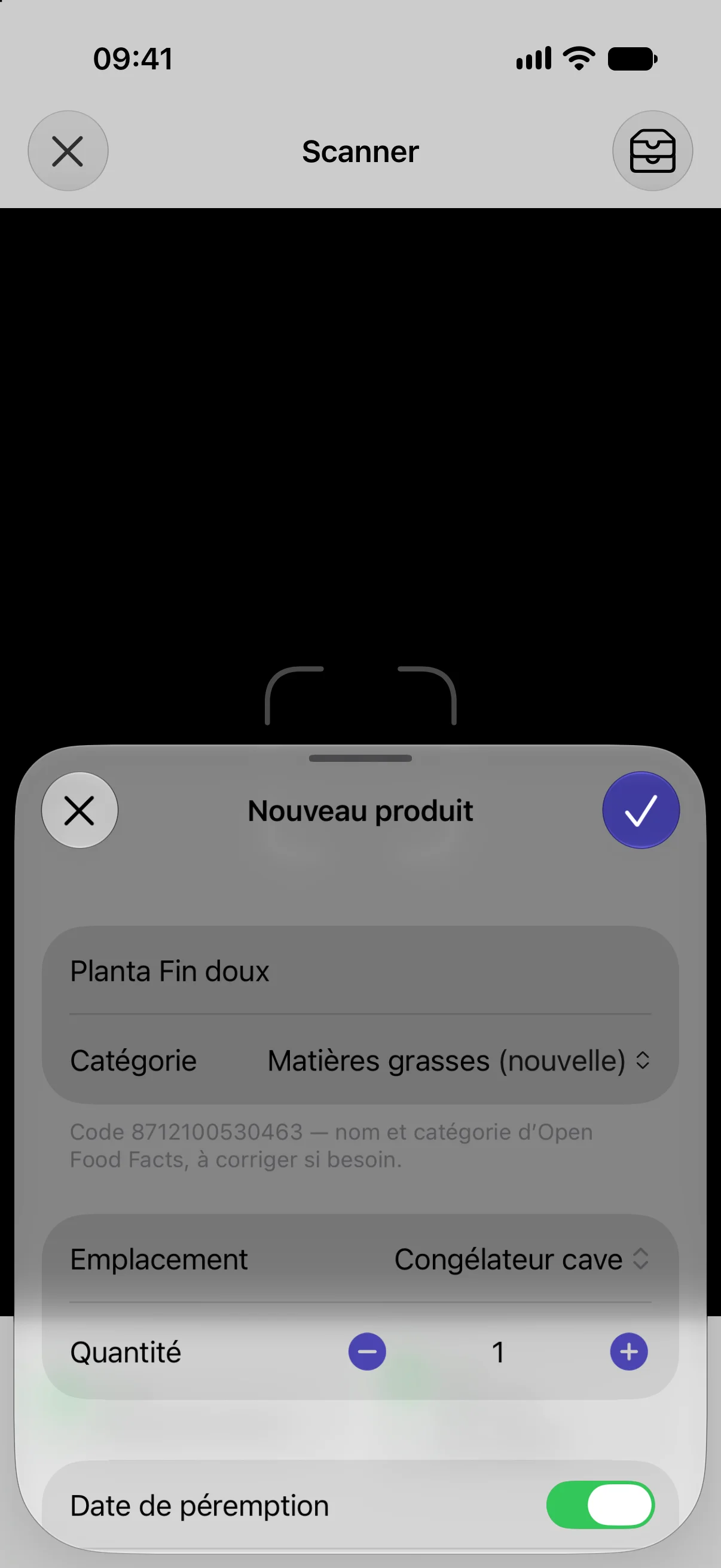 L'assistant du scan pour un produit inconnu
