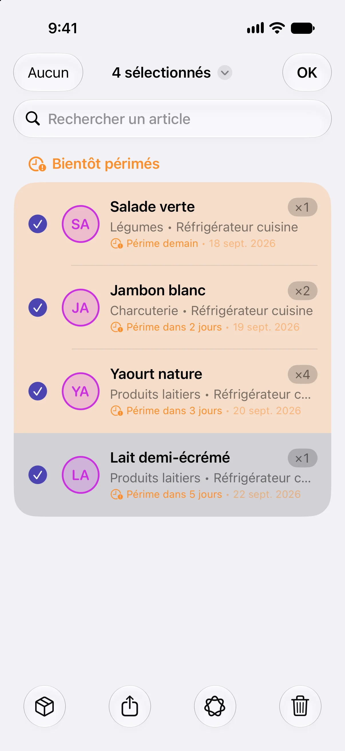 Sélectionner plusieurs alertes